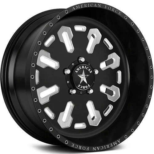 American Force Apex SF B116 24x14 -73 Satin Black with Machined Spoke Windows and Accents (Special Force)