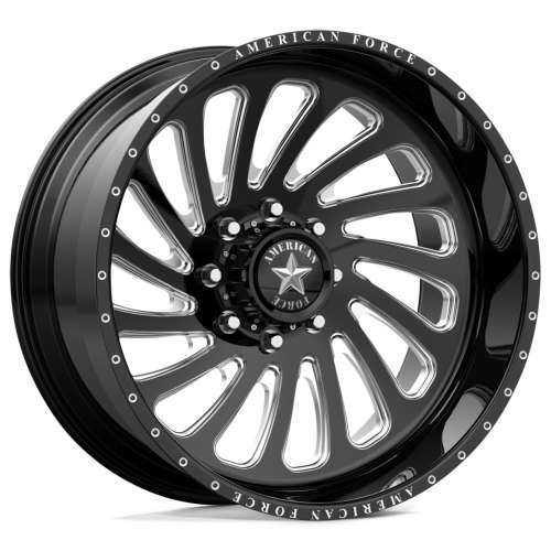 American Force Blur CC CK19 24x14 -90 Gloss Black with Milled Spoke Windows