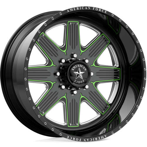 American Force Venom FP F201 22x14 -73 "Gloss Black with Milled Spoke Windows and Removable Faceplate, Coloring not Included"