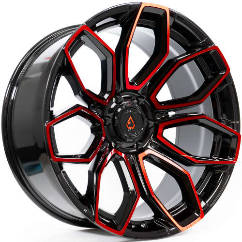 Arena Cobra A116 22x10 +15 Gloss Black with a Red Machined Spoke Tint