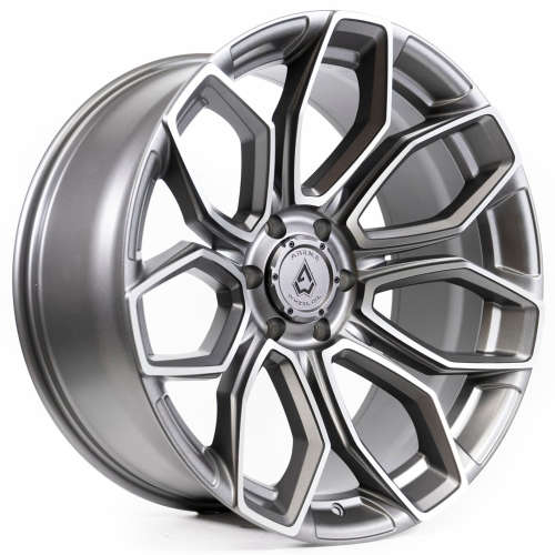 Arena Cobra A116 20x9 +20 Textured Gunmetal Gray with Machined Spoke Faces and a Clear Coat