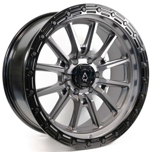 Arena Trek A106 17x9 +1 Gloss Gunmetal Gray with a Gloss Black Lip Ring