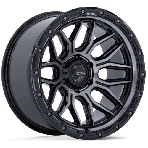 Fuel Surge FC881 17x9 -12 Gloss Black with Machined Gray Tint Spoke Faces and a Simulated Beadlock
