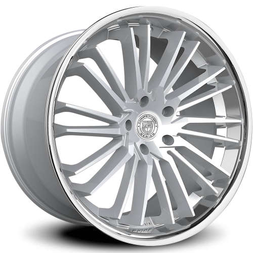 Lexani Virage20x10 +38 Silver with Machined Spoke Faces and a Chrome Stainless Steel Lip