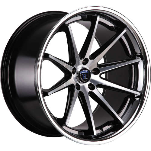 Rohana RC1019x8.5 +35 Black with Machined Spoke Faces and Chrome Stainless Steel Lip