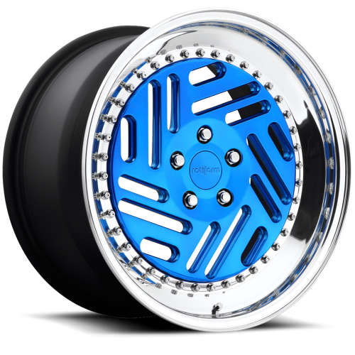 Rotiform Forged IDK17x9 +45 Candy Blue with a Polished Step Lip and Matte Black Barrel with Exposed Hardware