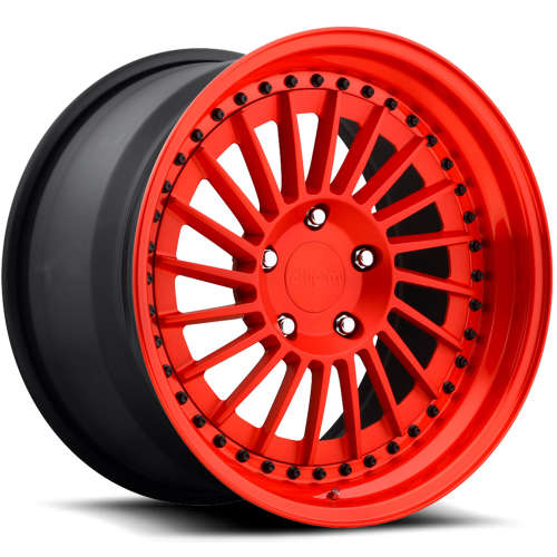 Rotiform Forged IND-T20x8.5 +35 Polished Matte Red with a Gloss Candy Red Step Lip and Matte Black Barrel with Exposed Hardware