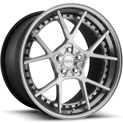 Rotiform Forged KPS18x10.5 +15 Brushed DDT with a Gloss Anthracite Step Lip and Matte Black Barrel with Exposed Hardware