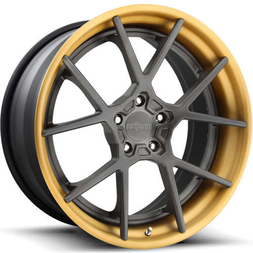 Rotiform Forged KPS18x8.5 +42 Brushed Matte Candy Black with a Matte Monaco Copper Step Lip and Matte Black Barrel with Hidden Hardware