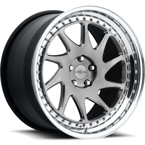 Rotiform Forged OZT17x8 +30 Candy Black with a Polished Step Lip and Matte Black Barrel with Exposed Hardware