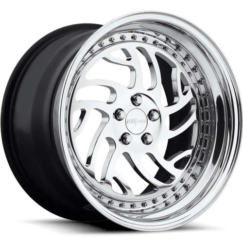 Rotiform Forged SEA18x9.5 +25 Hi Luster Polished with a Step Lip and Matte Black Barrel with Exposed Hardware