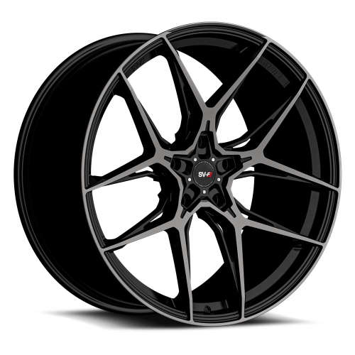 Savini SV-F521x9 +30 Gloss Black with Machined Spoke Faces and a Double Dark Tint