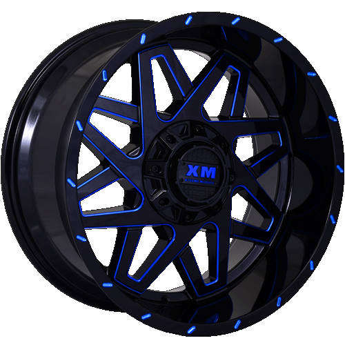 Xtreme Mudder XM-31320x10 -12 Gloss Black with Blue Milled Spoke Edges