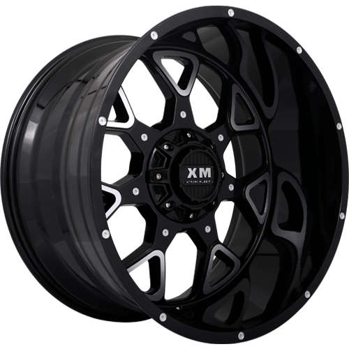 Xtreme Mudder XM-32722x12 -44 Gloss Black with Milled Spoke Center Windows