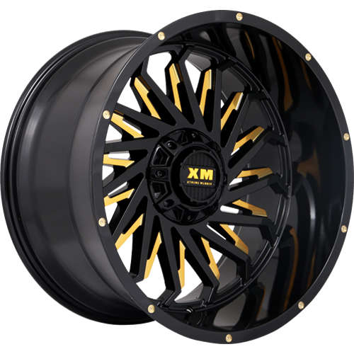 Xtreme Mudder XM-33022x12 -44 Gloss Black with Yellow Milled Spoke Edges
