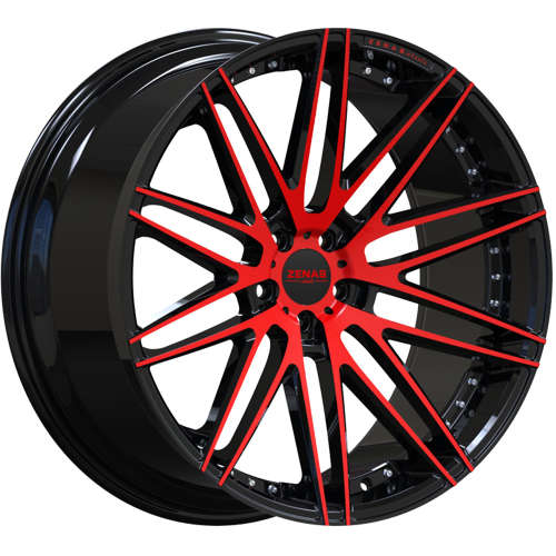 Zenas ZW0120x9 +20 Gloss Black with Red Machined Spoke Faces