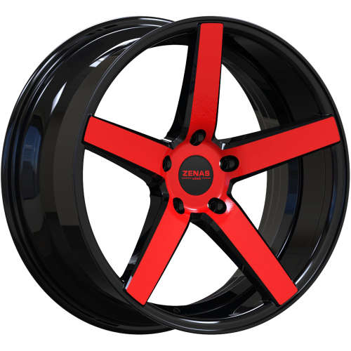 Zenas ZW0220x9 +20 Black with Red Machined Spoke Faces