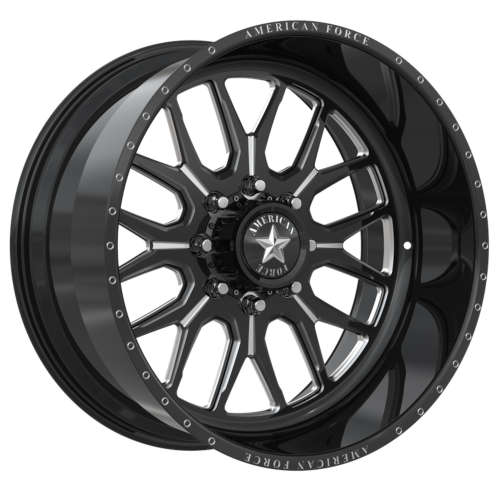 American Force Talon SS N55 22x11 0 Gloss Black with Milled Spoke Windows