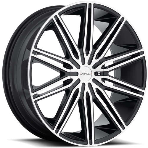 Cavallo CLV-1020x8.5 +35 Black with Machined Spoke Faces and Outer Lip