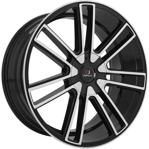 Cavallo CLV-2124x9 +18 Black with Machined Spoke Faces and Outer Lip