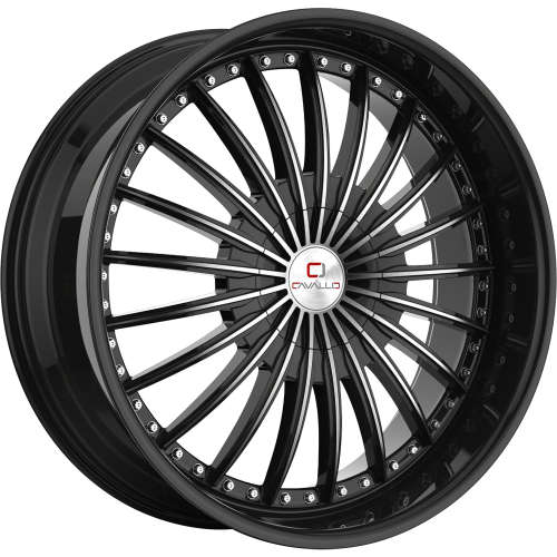 Cavallo CLV-3222x9.5 +15 Gloss Black with Machined Spoke Faces