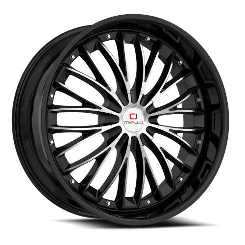 Cavallo CLV-4220x8.5 +35 Gloss Black with Machined Spoke Faces