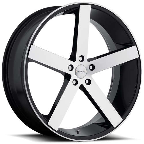 Cavallo CLV-524x9 +35 Black With Machined Spoke Faces and Outer Lip
