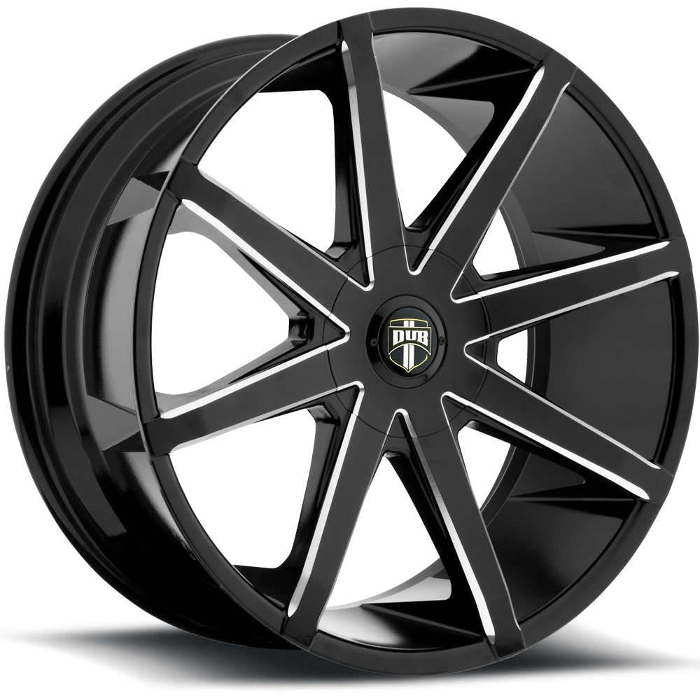 DUB Push S109 20x8.5 +30 Gloss Black with Milled Spoke Windows