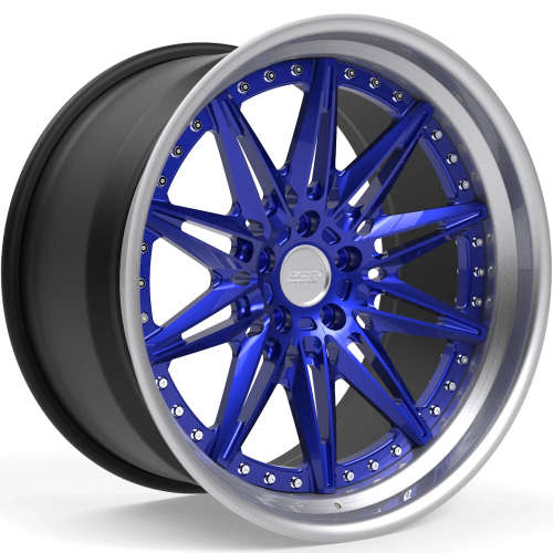 ESR Forged Classic LT11 Classic18x9.5 +30 Candy Blue with a Silver Step Lip and Matte Black Barrel with Exposed Hardware