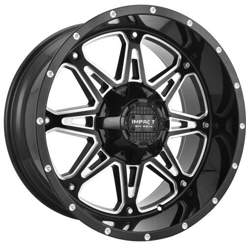 Impact Offroad 810 810GB 17x9 0 Gloss Black with Milled Spoke Centers and Windows