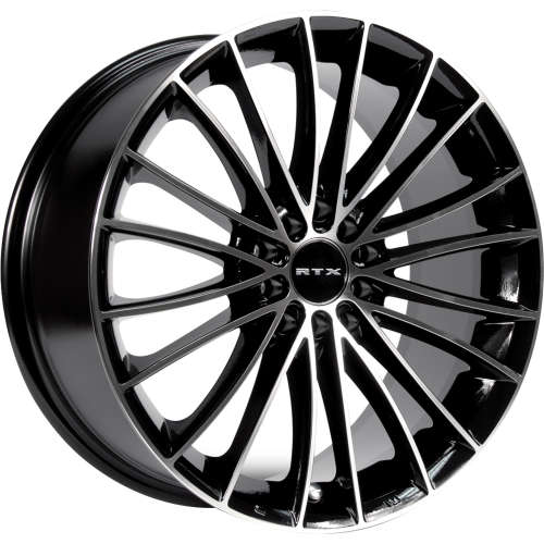 RTX Turbine18x8 +45 Black with Machined Spoke Faces and Outer Lip Ring