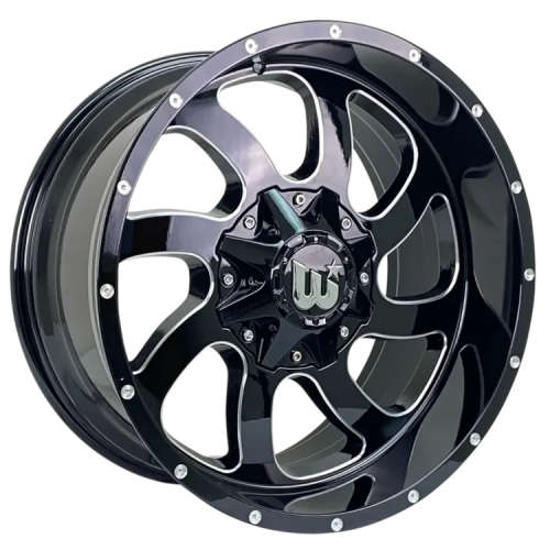 Western Off-Road Dusty20x10 -12 Gloss Black with Milled Spoke Edges