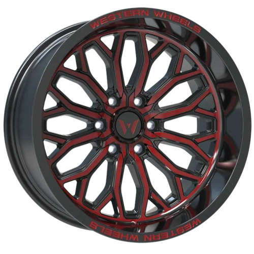 Western Off-Road IR0820x10 -12 Gloss Black with Red Spoke Faces