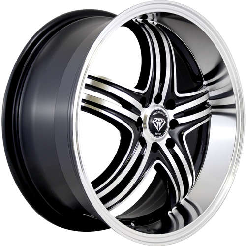 White Diamond W28816x7 +35 Gloss Black with Machined Spoke Accents and a Chrome Stainless Steel Lip