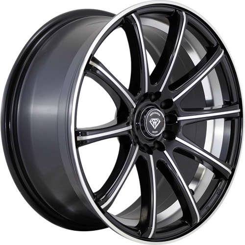 White Diamond W319518x8 +35 Black with Machined Polished Spoke Accents and Outer Lip with Polished Undercut