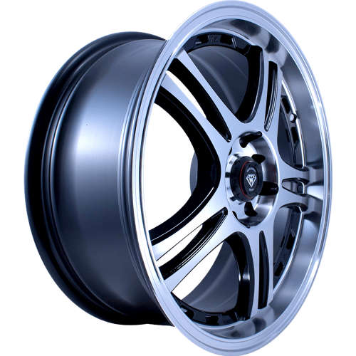White Diamond W35417x7.5 +35 Gloss Black with Machined Spoke Faces and a Chrome Stainless Steel Lip