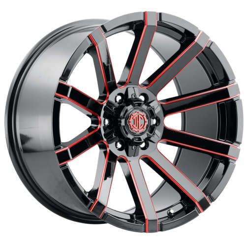 Xtreme NX-2420x10 -12 Midnight Black with Red Milled Spoke Edges